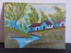 Unsigned painting - the artist is on a certain pen ... Maybe - blue houses - 449