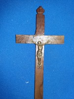 Antik cc.1930.JERUZSÁLEM zarándok fa kereszt , feszület Corpus fém Jézus corpussal a képek szerint