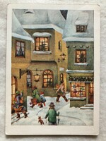 Régi rajzos Karácsonyi képeslap - B. Lazetzky Stella rajz                          -6.