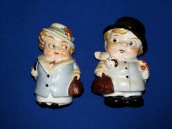 Pair of antique porcelain figurines - salt and pepper shakers in one, both are in good condition according to the pictures