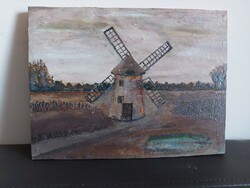 Unsigned windmill painting - the artist is on a certain pen ... Maybe - 436