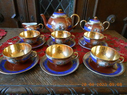 Antik Zsolnay zsáner jelenetes teás készlet