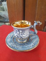 Italy Capodimonte Dragon,Aranyozott,Plasztikus Puttós Kávés,Mokkás Porcelán Csésze Szett,