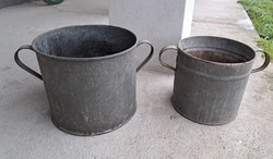 Tin bowl 2-handled washing pot pot pot village peasant decoration for flowers