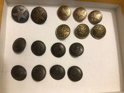 Military buttons made of metal/copper. 8 coats of arms, 3 hammer and sickle, 3 + 2 stars.