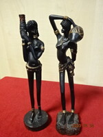 Afrikai női figurák, vízhordó lányok, magassága 20 cm. Jókai.