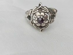 Antik ezüst gyűrű_granat