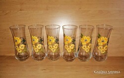 Retro virágmintás üveg pohár készlet 6 db (7/K)
