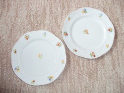 Retro old porcelain small plate, cake plate with floral pattern Bavarian 2 pcs