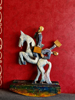Pál Szalay sculpture acrobats painted wood 2010 interesting rocking horse