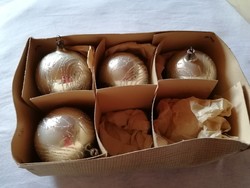 Old, large Christmas tree decoration balls, 4 in original box.