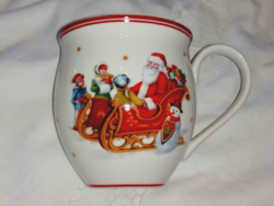 Villeroy&Boch nagyon szép, vintage mintás karácsonyi pocakos csésze, fél liter