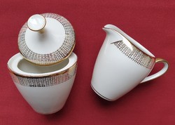 Bavaria German porcelain sugar milk creamer with gold pattern