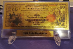 For a wedding anniversary, birthday in a $ 50, 24 kt gold banknote holder,