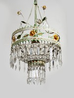 Crystal chandelier in the shape of a flower basket