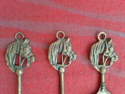 A rarity! Antique, horse head, copper fireplace cleaning set