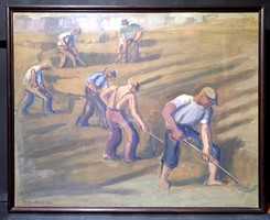 Ilona Berkes - workers in the field, 1949