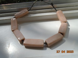 Special Murano beige-pink opal glass 7 large rectangular pearl necklaces