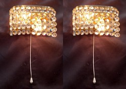 Pair of lead crystal basket wall lamps