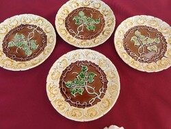 Four pieces rose pattern,,schütz,,-villeroy? Antique majolica plate,,