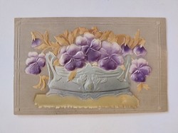 Old floral postcard art nouveau embossed postcard pansy
