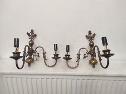 Antique copper wall arm, 2 two-arm Flemish + 4 new decorative candles and 4 new candle bulbs 418 7363