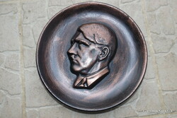 Német Birodalmi Hitler portré val  Emlék Fém tál tányér