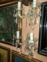 2 Old renovated crystal wall arms