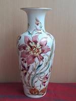 HIBÁTLAN! Zsolnay virágmintás, kézzel festett, NAGY méretű, gyönyörű váza