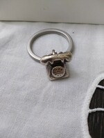 Solid silver phone keyring pendant