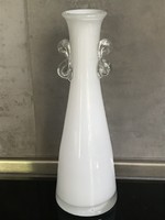 Kétrétegű üvegváza apró fülekkel, 25 cm magas