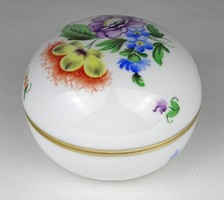 1M854 Régi Herendi porcelán virágmintás bonbonier