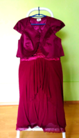 Bonprix burgundy red chiffon casual dress + bolero set