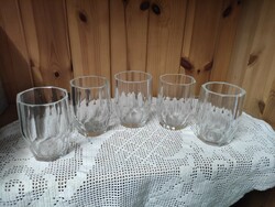 Set of 5 specially polished antique glass art deco water glasses