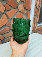 Beautiful 13.5 Cm tall vladislav urban sklo union green vase collector's item mid-century modern