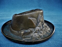 Large, heavy cast copper hat-shaped ashtray