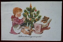 1958-as futott képeslap: Karácsony