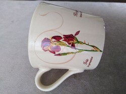 Ceramic tea cup - iris, poppy