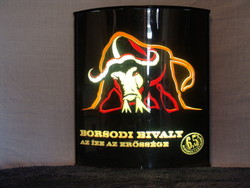 Old illuminated Borsod buffalo drink advertisement