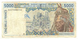5000 frank francs 2002 Nyugat Afrika Elefántcsontpart