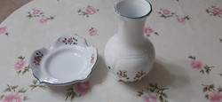 Herendi majolika váza és tálka Village Pottery