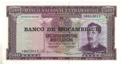 500 escudos 1967 Mozambik felülbélyegzett UNC 3.
