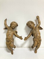 Puttó angyalka fali fa szobrocskák párban
