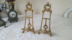 Old, Victorian-style brass easel, plate holder, picture holder 2 pcs.