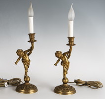 Aranyozott bronz asztali lámpa párban - figurális