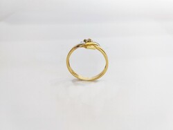 14K. Új, női masnis arany gyűrű, gyémánt brill kővel (No.: 26)