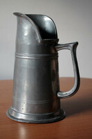 Very old antique French pewter jug cin les etains de paris 200 years old