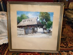 András Csiky farmhouse watercolor 1962