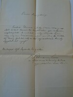 ZA442.9 Gerstner Eleonóra - Perczel Mór tábornok - Dr. Wittmann Lázár által aláírt irat 1876