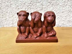 Jelzett Goebel kerámia Három bölcs majom  "Nem beszél, nem lát, nem hall"